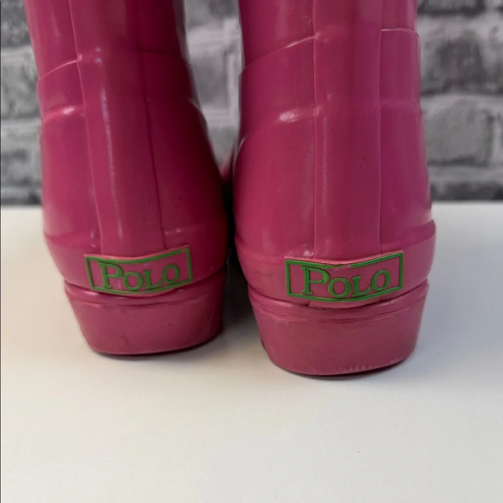 Pink Ralph Lauren Rain Boots with Green‎ Logo